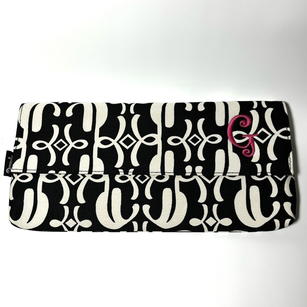 Envelope Style Clutch Bag Purse Black White Geometric Initials Inc. 'G' Monogram